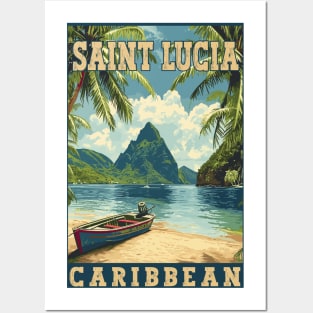 Saint Lucia Caribbean Tropical Paradise Travel Art Posters and Art